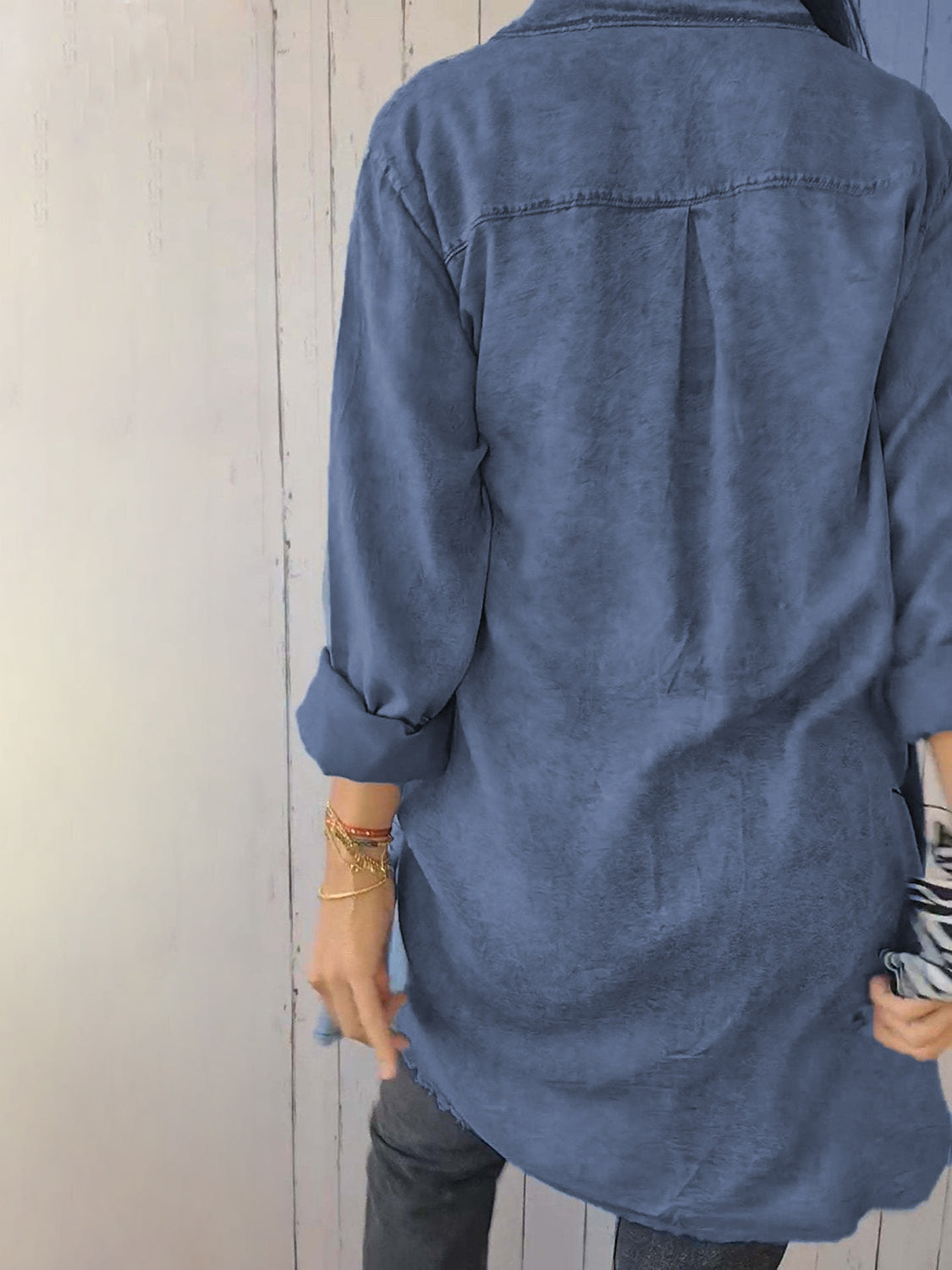 Rugged Raw Hem Button Up