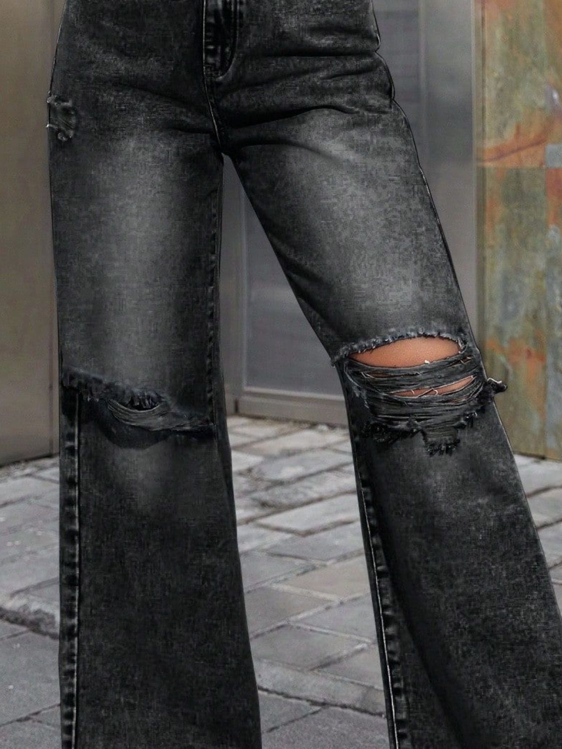 Daring Distressed Wide Leg Jeans