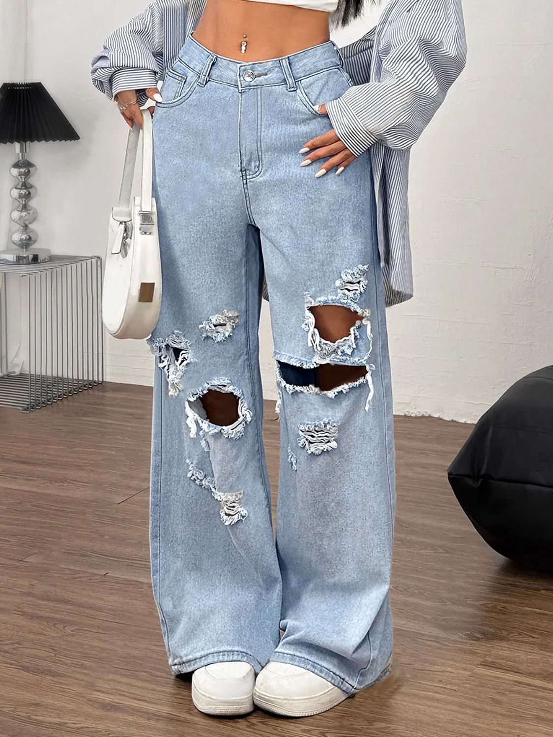 Distress Me Wide Leg Jeans