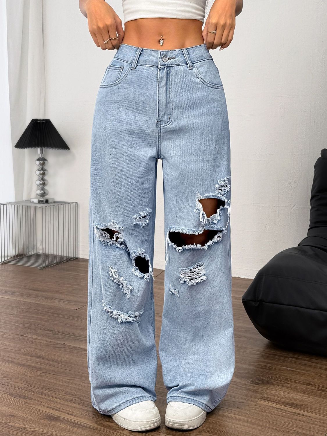 Distress Me Wide Leg Jeans