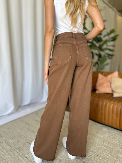 Coffee High Rise Wide Leg Jeans