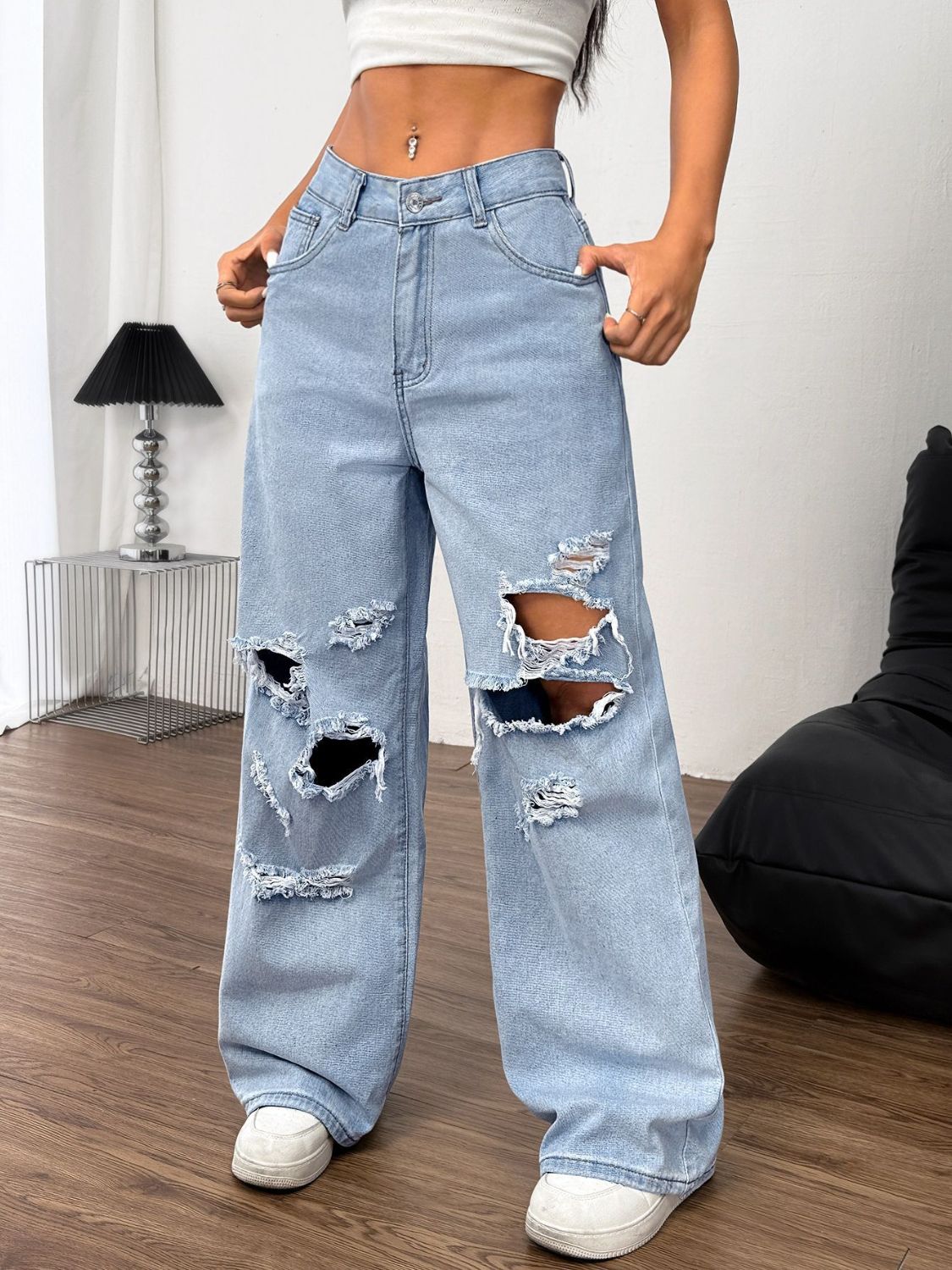 Distress Me Wide Leg Jeans