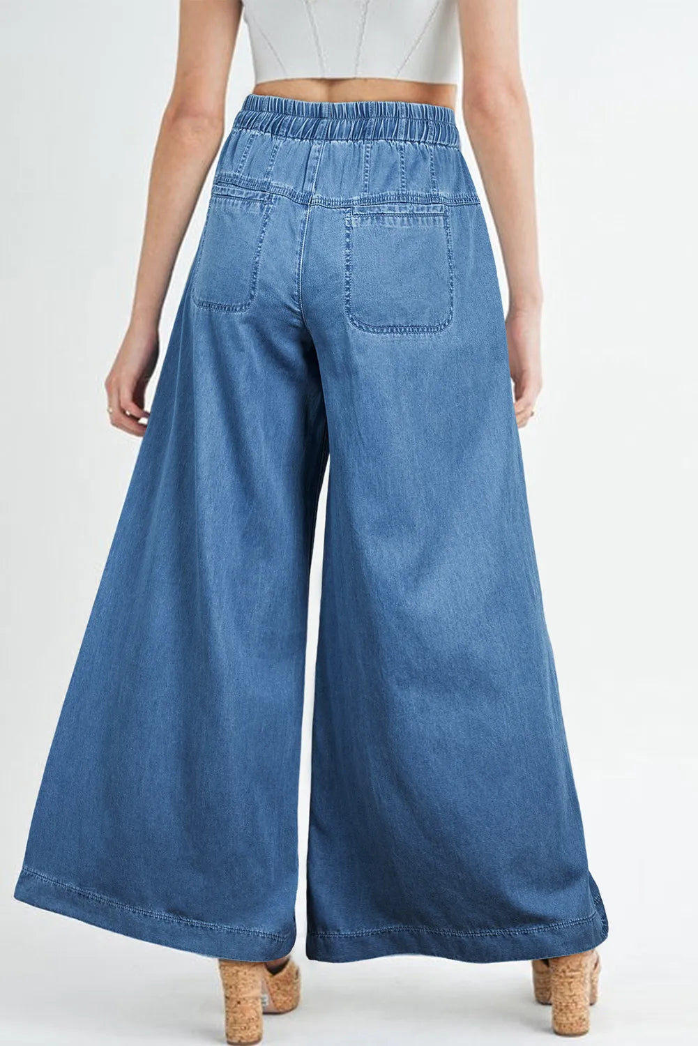 Darling Elastic Waist Wide Leg Jeans