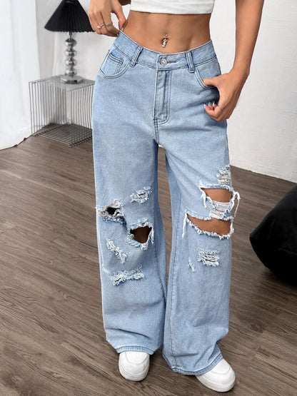 Distress Me Wide Leg Jeans