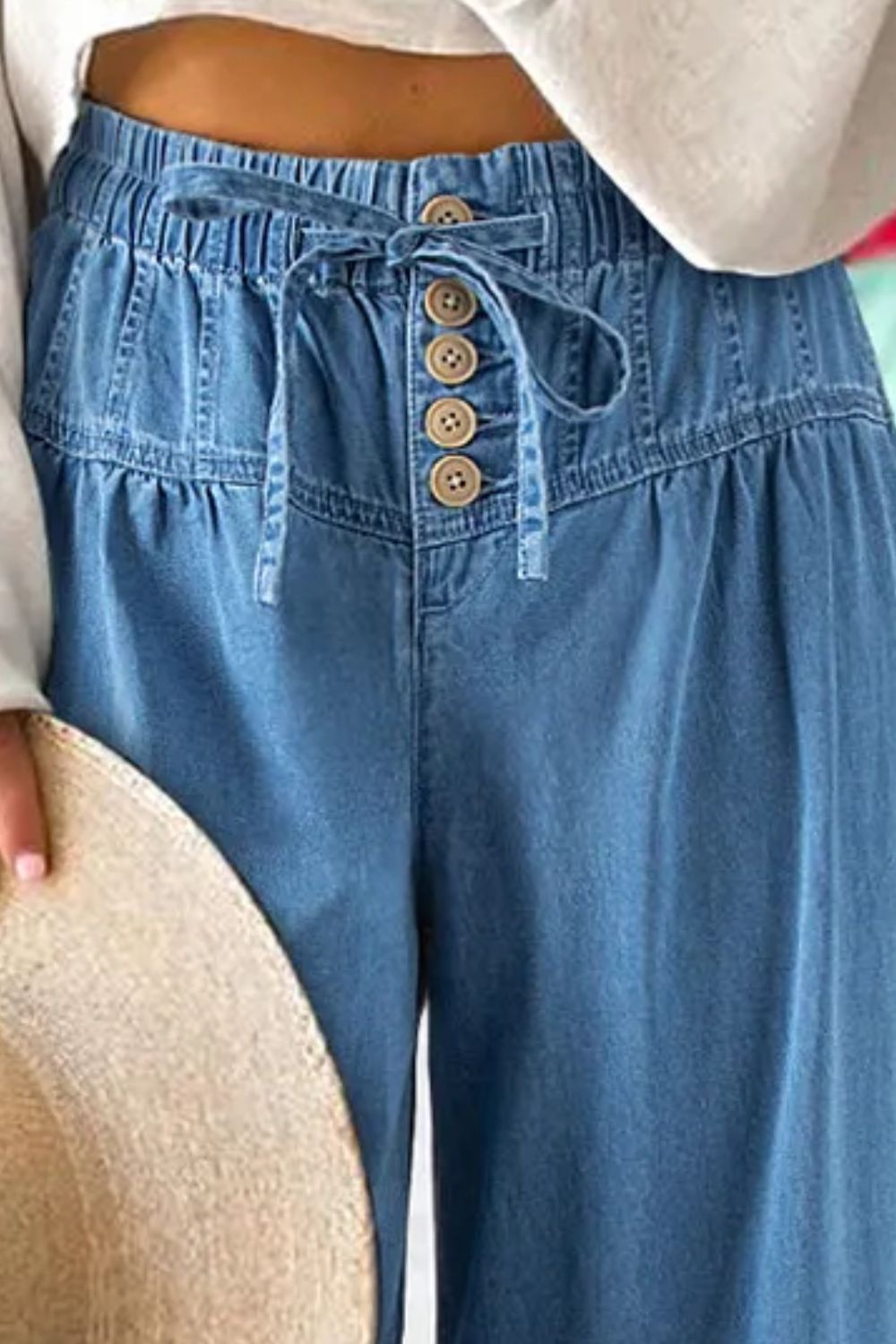 Darling Elastic Waist Wide Leg Jeans